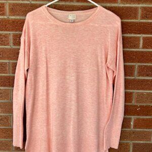Pink and White Heather Lightweight Knit Sweater